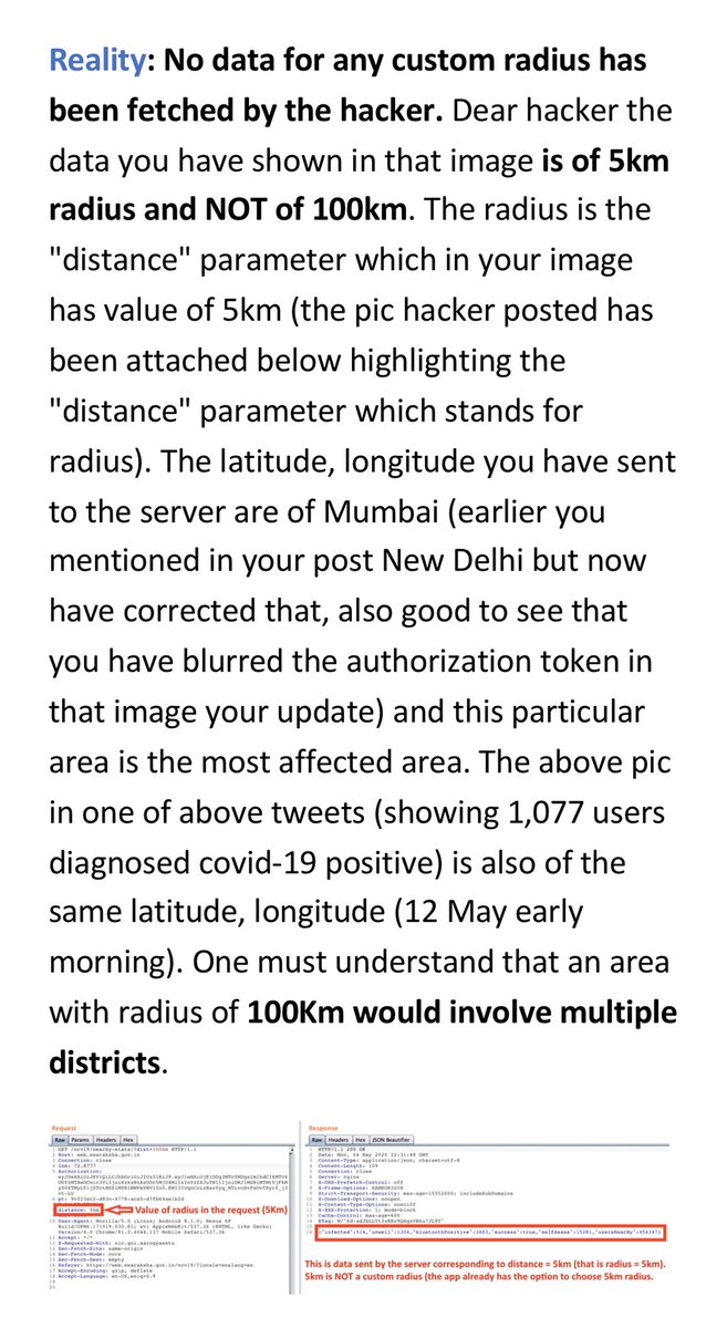 Archive of his original article where response option is ON, where he has called that location as New Delhi (latitude, longitude in his request sent to server you can see clearly as 19.0760, 72.8777) and the authorisation token is not hidden in his image :  http://archive.is/CxQFb 