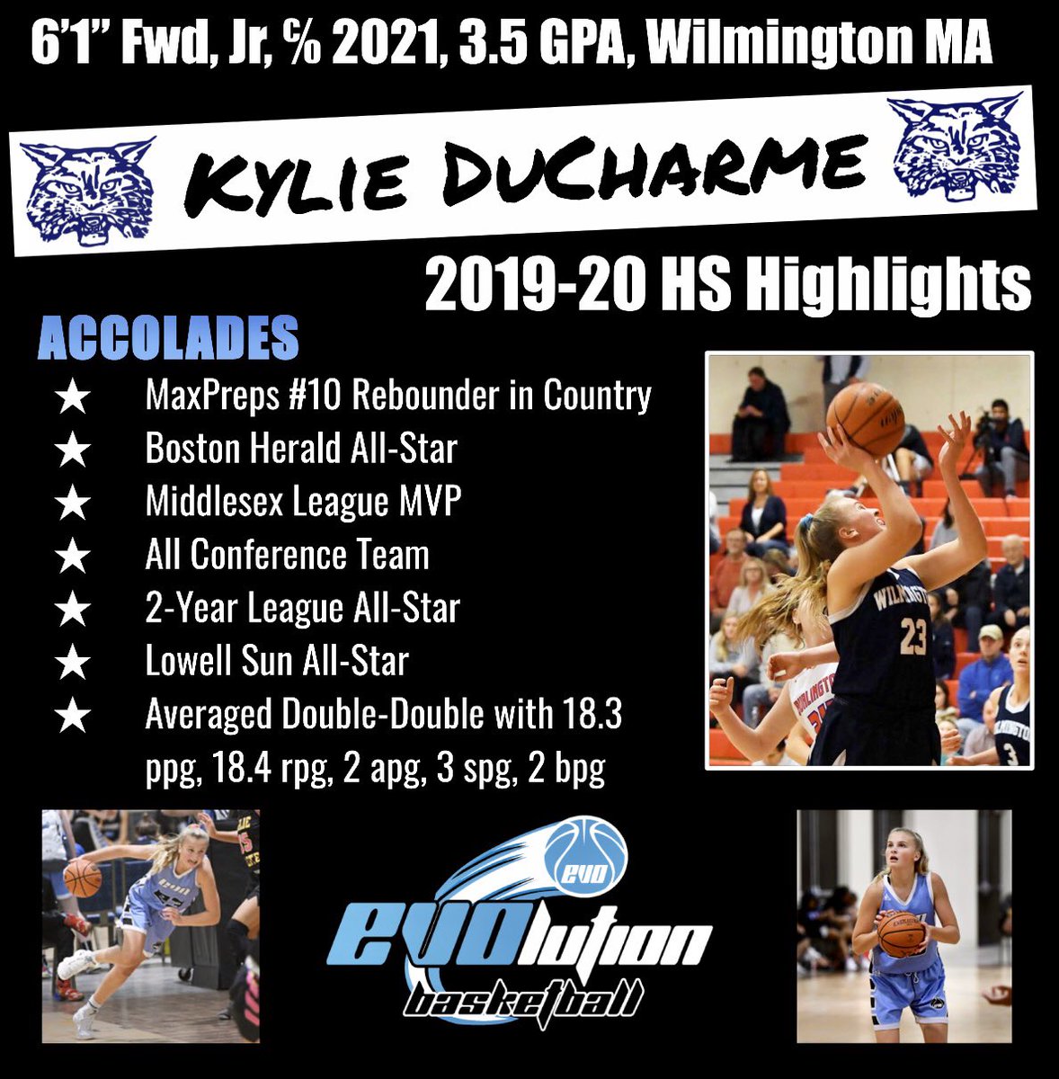 EVOHoops's tweet photo. So proud of Kylie DuCharme @KyDucharme (c/o 2021 @EVOHoops $ @Wilmington_AD standout) on her verbal commitment to attend and play basketball at @BentleyWBball @bentleyu
.
#EVO #FamilyOn3 #EVOLUTIONmade #BentleyU #bentleyuniversity #BentleyNation #NE10Embrace #ClassOf2021 https://t.co/YWUVCihqq1