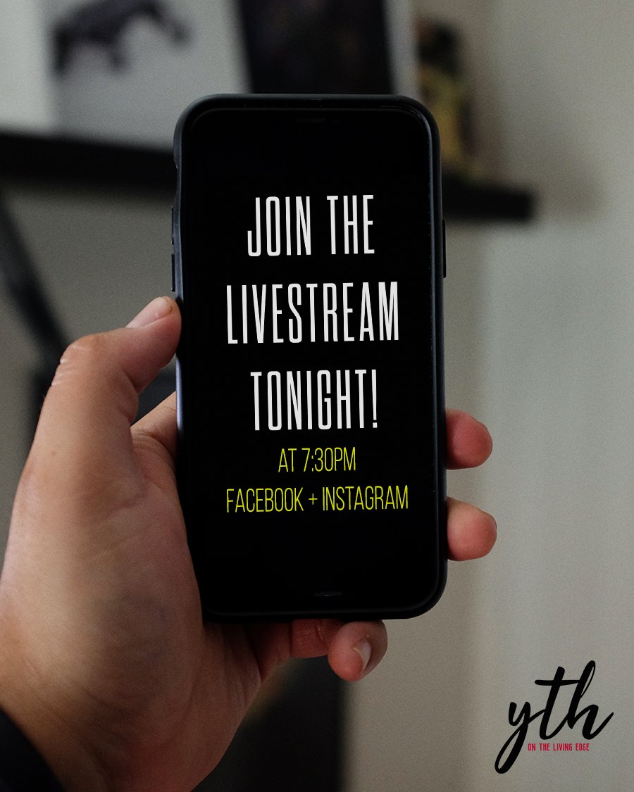 Yth_LivingEdge's tweet photo. Tonight is our YTH Livestream at 7:30pm!!!!!
Tune in on Facebook or Instagram live for our Tuesday night YTH meeting hosted by Pastor Darius &amp; Becca!
Invite a friend to tune in with you! All middle schoolers and high schoolers are invited 😎📱💻
#livestream #youth #midweek https://t.co/TE4HCzi0Ag