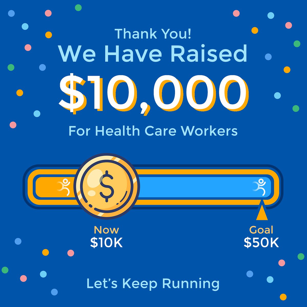 We finally reached our first step of many goals!   isolationrun.org. 20% of the way towards one of our three main objectives.  Thanks to all so far who registered, donated and fundraised.  #myisolationrun #ThankfulThursday #GivingTuesday #COVID2019fundraiser #supporthealth