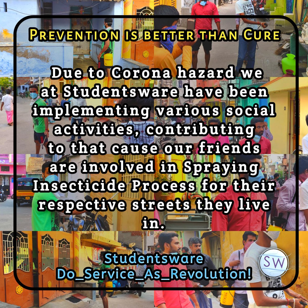 Studentswarein's tweet photo. Due to Corona hazard we at Studentsware have been implementing various social activities, contributing to that cause our friends are involved in "Spraying Insecticide Process" for their respective streets they live in.
#Studentsware
#Do_Service_As_Revolution! https://t.co/NmpcBxy4ku