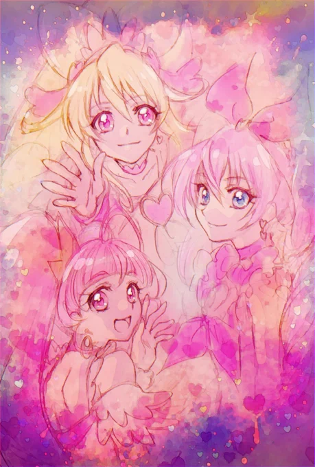 キュアメロディ&amp;キュアハート&amp;キュアスター
 #プリキュア版深夜の真剣お絵描き60分一本勝負 