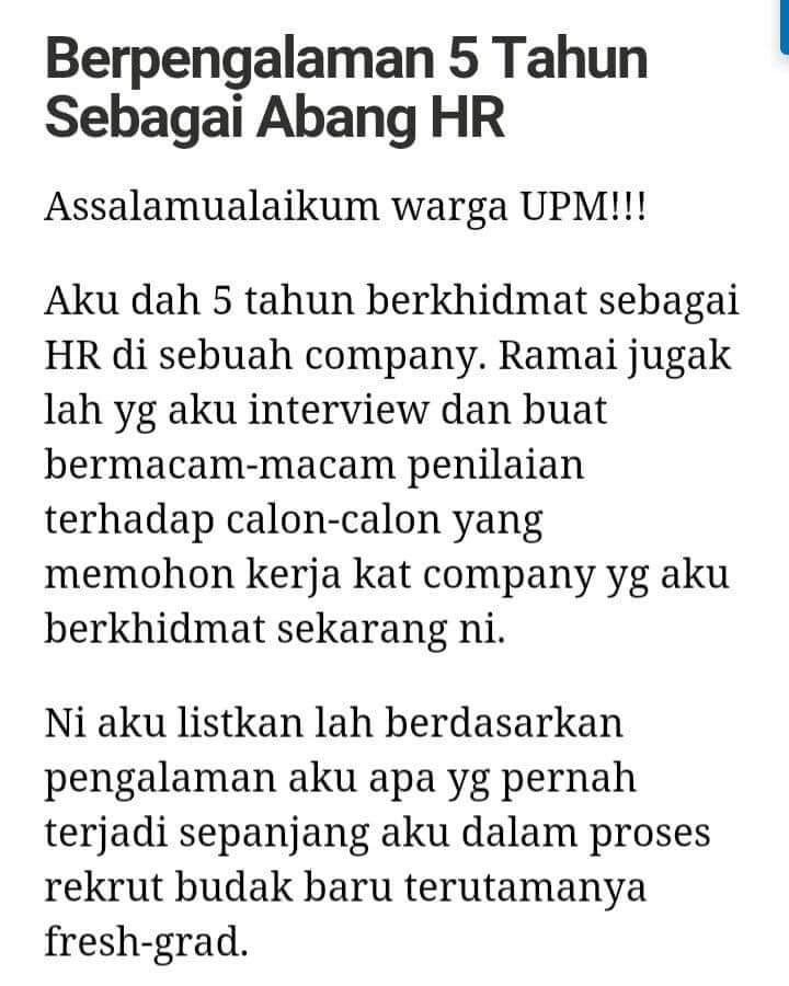 aaizatnizam's tweet photo. Nasihat abg HR Prihatin kat sume Fresh Grad yang tgh gigih nak cari kerja kat luar sana

Cuba tengok point no 5, mesti ramai yang  t'kantoi! 😁😁 https://t.co/Z2xDFhocjm