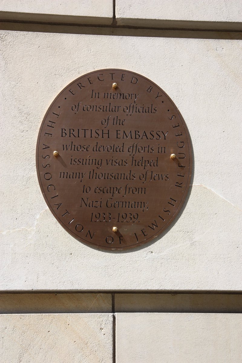 SebWoodFCDO's tweet photo. Today we inaugurate the @TheAJR_ commemorative plaque at the embassy building, commemorating courageous embassy staff like #FrankFoley, whose efforts saved thousands of lives. In times of crisis - then as now - courage and humanity count all the more. #NeverAgain https://t.co/aRjqSTQVF7
