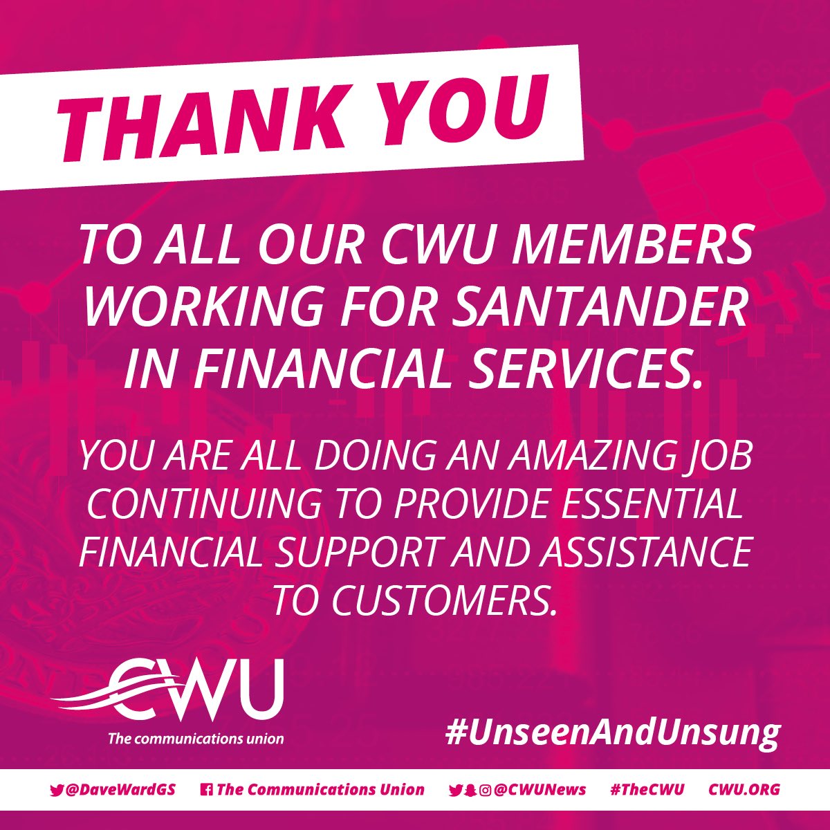 Solidarity and Respect to all Essential workers, in Royal Mail, BT, Openreach E.E, Capita Santander and others. 👊