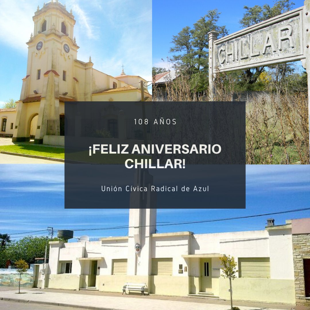 ucrazuloficial's tweet photo. ¡Feliz Aniversario Chillar!

Hace 108 años se fundaba la Localidad de Chillar, gracias a la llegada del ferrocarril. Saludamos a todos los chillarenses en su día.

Unión Cívica Radical de Azul https://t.co/UJZXzZuTP1
