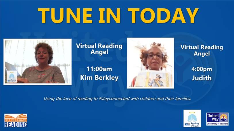 UnitedWayDE's tweet photo. Pull up our Twitter and sit down with the family at 11am and 4pm today for another edition of Virtual Reading Angels! Our volunteers are keeping young children in our state connected to literacy. #netde #delaware #getdelawarereading https://t.co/UsVfr8uvtE