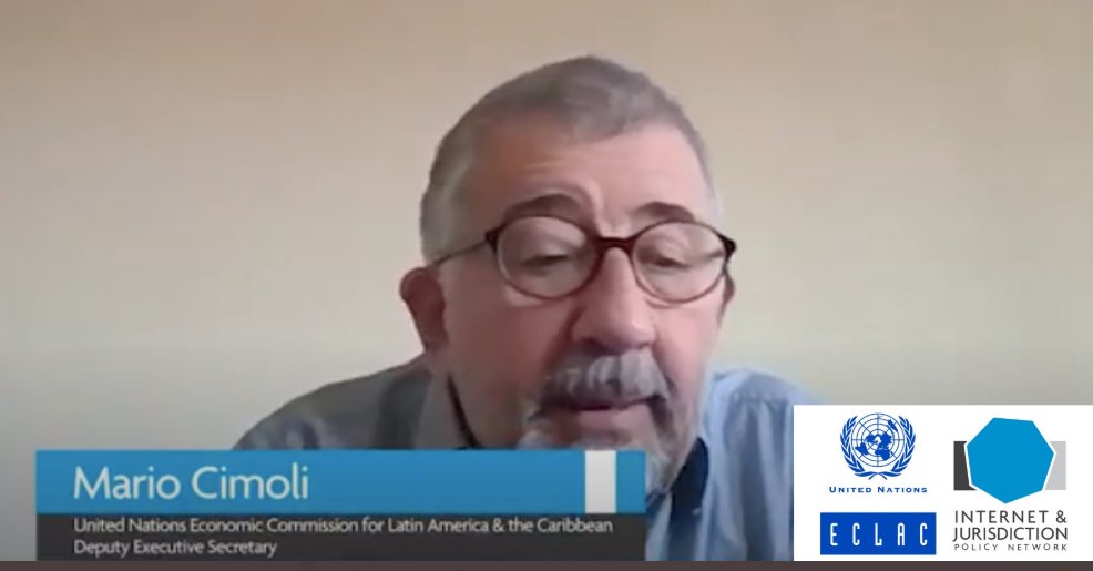 eLAC_CEPAL's tweet image. @MarioCimoli @cepal_onu  en la apertura de #webinar con @IJurisdiction Policy Network sobre #legalinteroperability &quot;La transferencia de datos transfronterizos ciberseguridad y privacidad apoyan el proceso de regionalización fundamental para la recuperación post #COVID19&quot;