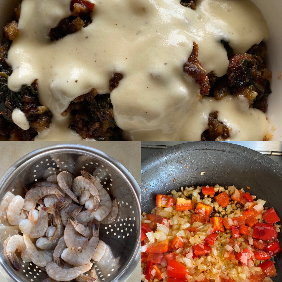 LlamaRage's tweet photo. Assembled a batch of Shrimp Hash Sunday for Mother’s Day to feed seven. Stupidly, decadently delicious. Sincere appreciation to @SuperChef_23 https://t.co/1Wz4shtU6q