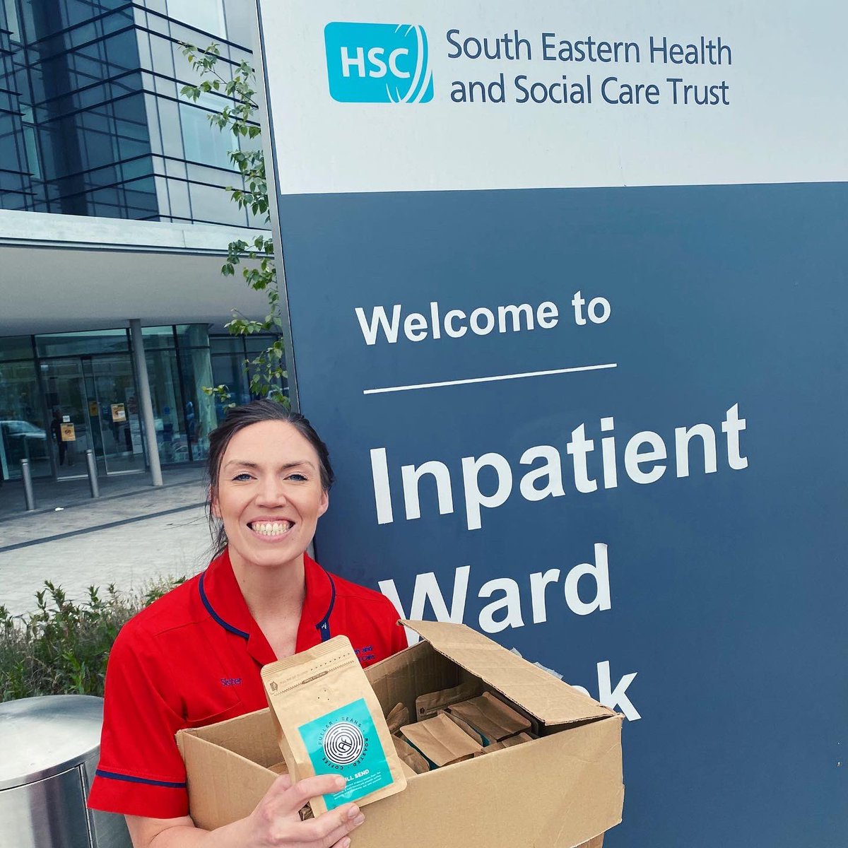 Another 25 bags of <a href="/fuller_beans/">Fuller Beans Coffee</a> coffee delivered to local #NHS Nurse + Ward Manager Emma Kerrigan at the #Ulsterhospital . A huge thank you to all of the Nurses + NHS staff working on the #frontline. Enjoy the Coffee. #StaySafe #InternationalNursesDay2020 #IND2020
