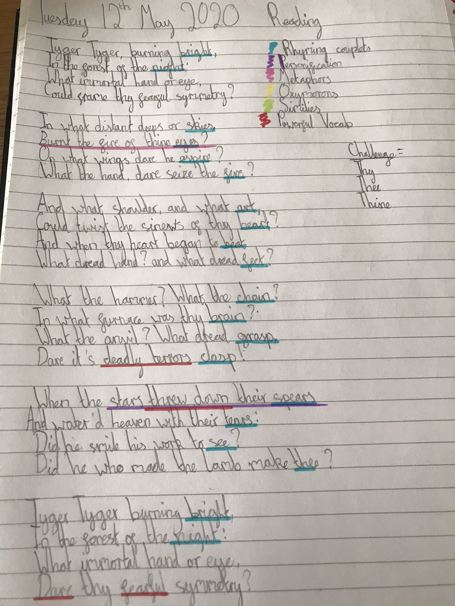emhazell82's tweet photo. Tyger Tyger - identifying poetic devices #TPYear5 @TickfordPark https://t.co/BQynSRHu0Z