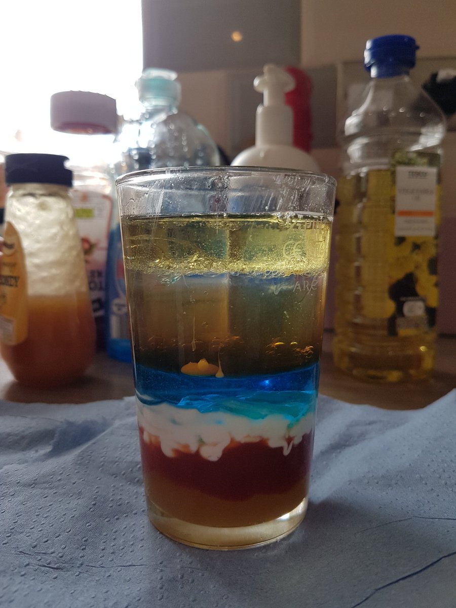 JWhitehouse48's tweet photo. #maddiemoate #letsgolive #gregfoot @YewTreeSandwell @maddiemoate @gregfoot after watching lets go live we decided to have our own science experiment. We have made our own 6 layer density column. https://t.co/nrejE4zZLM