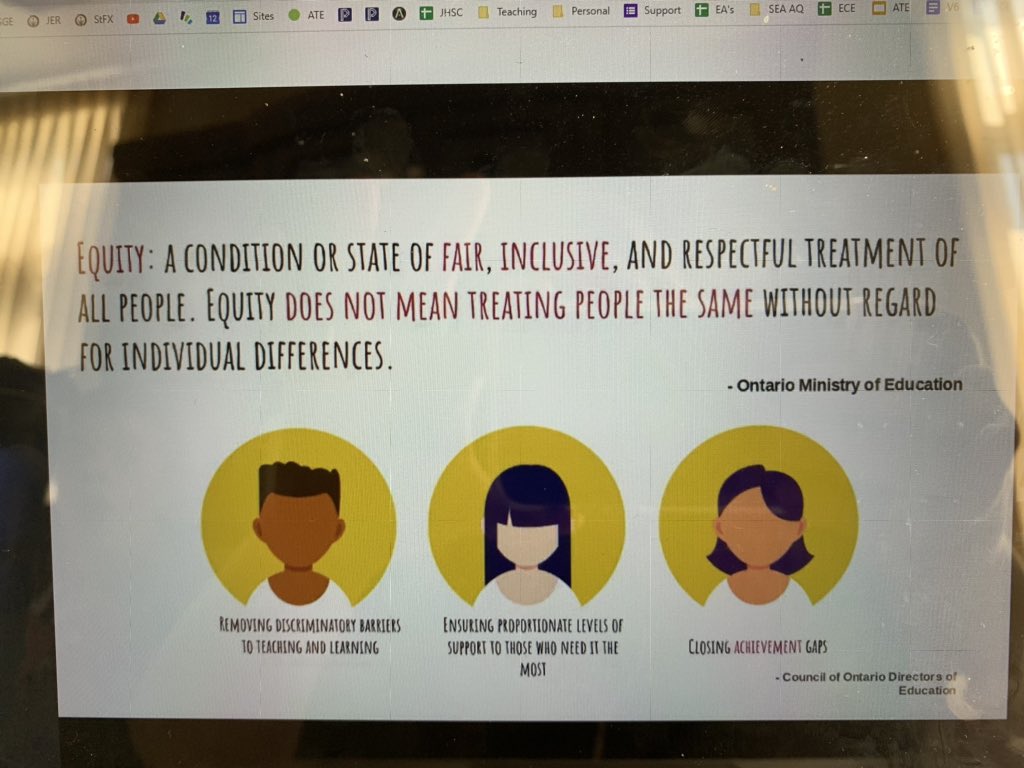 MrsShurb's tweet photo. In today’s #ocsbEquityChat, @ManteMolepo suggests we need to close opportunity gaps as opposed to simply focusing on closing achievement gaps. Can’t wait to learn more about the ways we can do that! @AshtonOCSB #ocsbAtHome https://t.co/kv0nec5THk