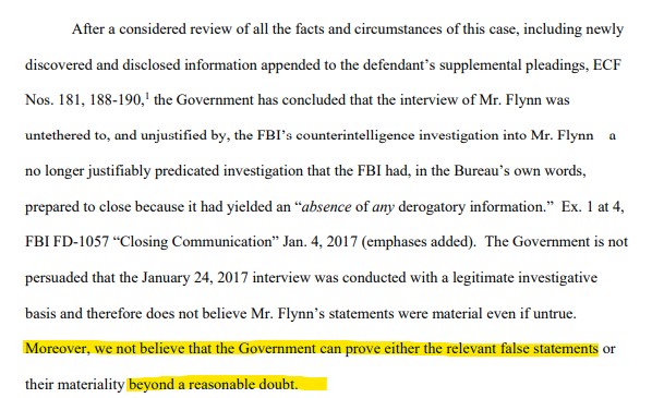 Here's the worst part of the  @neal_katyal op-ed.He suggests that DOJ stuck with its position that Flynn lied.That's false. It's literally on page 2 of the DOJ brief: they do not believe they can prove Flynn made false statements beyond a reasonable doubt.