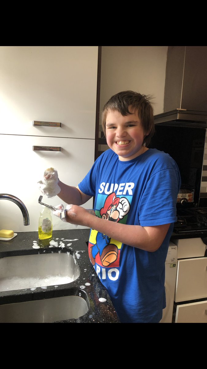 NCEA_Castle's tweet photo. Josh enjoyed doing some baking on Friday #VEDay #afternoontea Josh is also loving washing up at the moment - the more bubbles the better!! #bubblyfun #lifeskills https://t.co/wigJlTDoy5