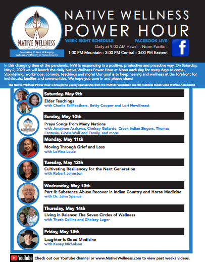InstituteUMSSW's tweet image. @Native_Wellness Power Hour continues this week with more guest speakers, storytelling, workshops, &amp;amp; more. Today’s topic is Cultivating Resiliency for the Next Generation w/ Robert Johnson.Tune in today at 3 PM ET , ow.ly/aqCn50zDX8q #NativeWellness #COVID19 #NativeYouth