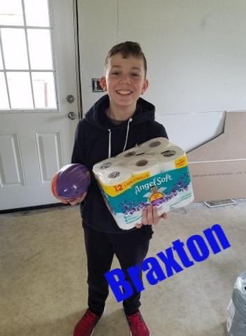 Braxton was helping his grandma with the construction at her new house and went to the store to buy a toy with his money and bought her toilet paper. He thought he hit the gold mine with the epidemic