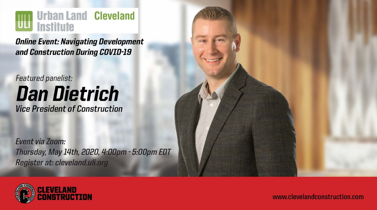 Join <a href="/ClevelandULI/">Cleveland ULI</a> Thurs, 5/14 for an online event on how local experts are forging ahead with planned construction and development projects. The event will feature <a href="/CCI_Contractors/">Cleveland Construction, Inc.</a> Dan Dietrich on procurement of new construction contracts during #COVID19 bit.ly/2zw9Xk1