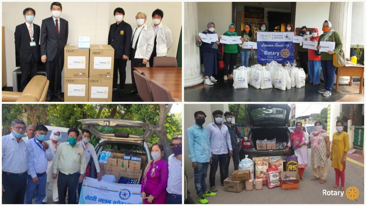 Rotary's tweet image. #Rotary clubs have responded to the #COVID19 crisis by supplying health workers with protective equipment, donating food, and distributing supplies. Visit Rotary Showcase to contact organizers, view projects, and add your own. #RotaryResponds bit.ly/2XSUB3A