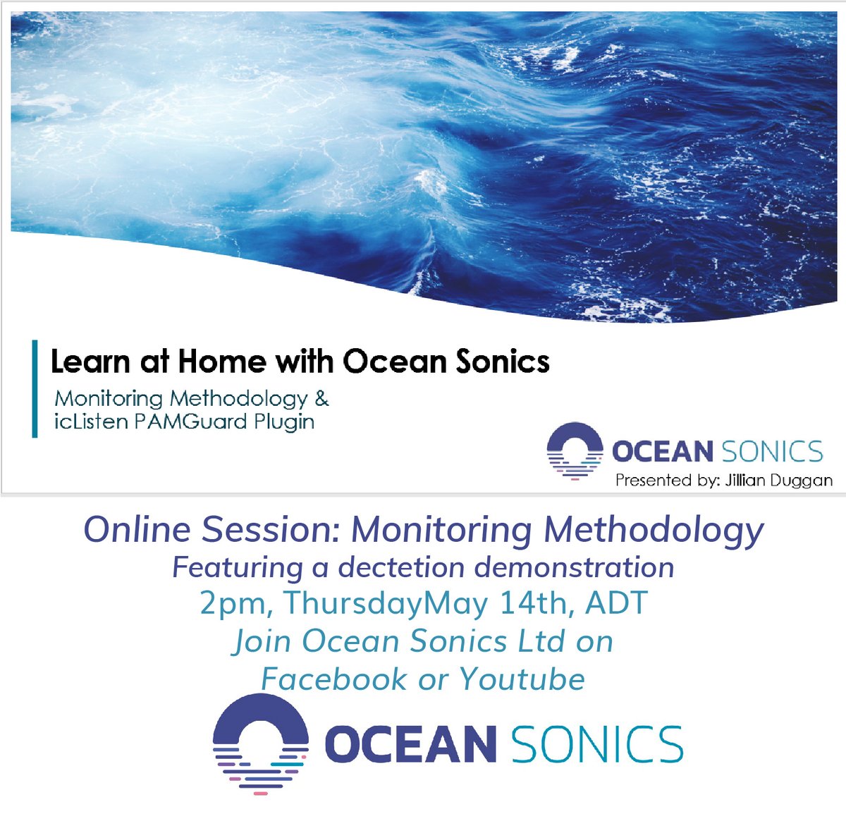 OceanSonicsLtd's tweet photo. Ready for another opportunity to #LearnAtHome? This Thursday we are joined by Jillian, our staff biologist, for an in-depth session on #MonitoringMethodology and a detection demonstration using #PamGuard. #PAM #AcousticMonitoring #OceanAcoustics https://t.co/bw2gVksLrG