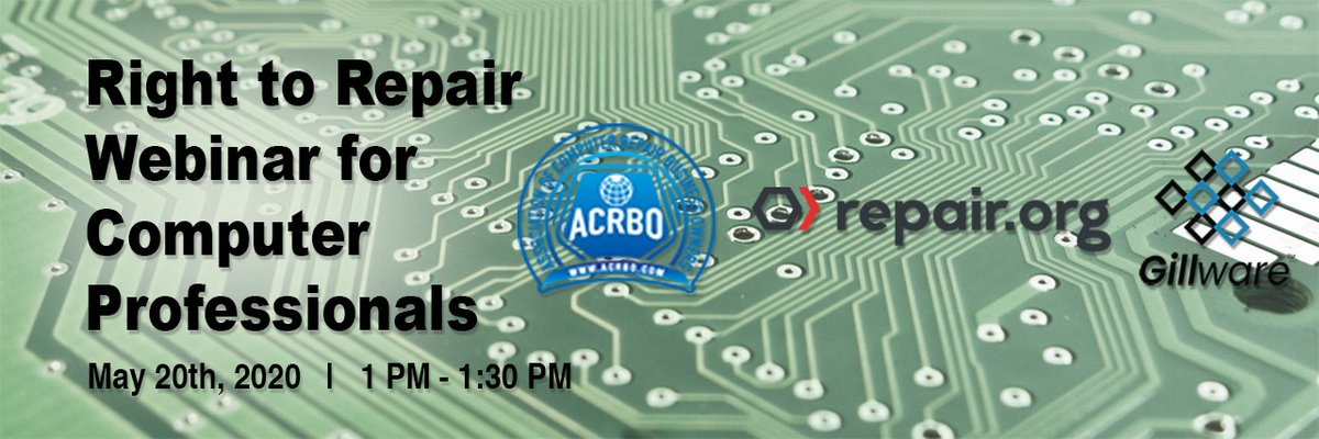 Protect the right to repair! Join us for the first ever Right to Repair Webinar with <a href="/acrbo/">ACRBO</a> and repair.org
zoom.us/webinar/regist…