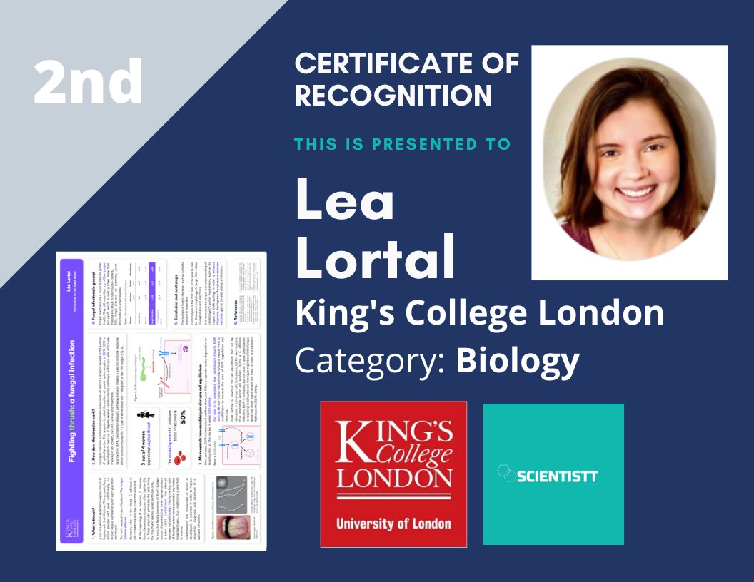 _scientistt's tweet photo. Competition announcement! 

Here are your 2nd place finishers for each category! 

Biology: Lea Lortal / @KingsCollegeLon 
Chemistry: Henry Chandler / @univofstandrews 
Physics: Mark Griffiths / @unibirmingham 

Congratulations! #AcademicChatter #scicomm #phdchat https://t.co/M9wJOiWFCC
