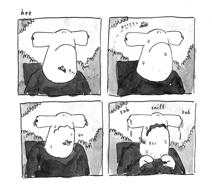 a simple comic about when a bee lands on you 