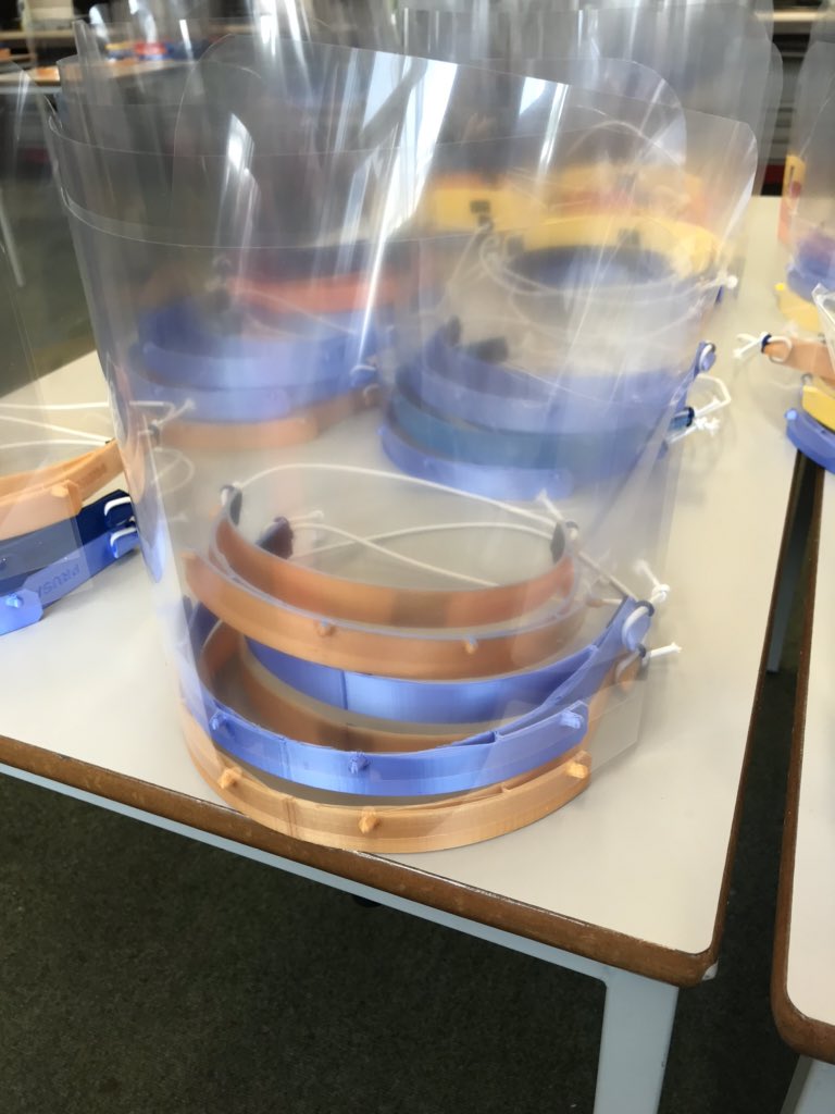 PrioryPEdept's tweet photo. Mrs Brundishโs Face Shield team grew in number today and managed to make an another 500 face shields. Amazing!!! These are being delivered to East Surrey Hospital tomorrow. #proudofpriory #priorymagic #teamworkmakesthedreamwork #community @PrioryDeputy @PrioryHead https://t.co/fOOfaTWvok