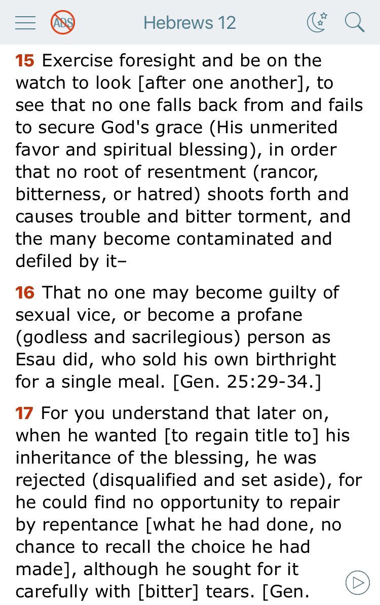 Why is this important? Because even though sin might not automatically make one fail at receiving the grace of God in salvation, it can get one there eventually. Don’t be deceived.One can be progressively led into being spiritually insensitive to God being hardened by sin.