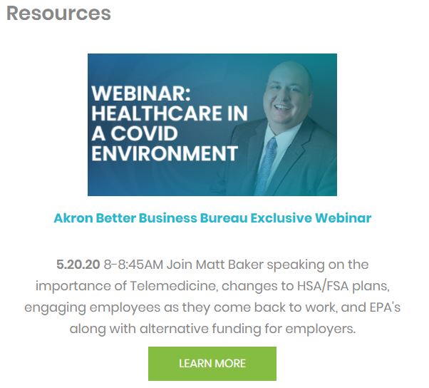 Click link to #REGISTER for a #BBB of #Akron webinar featuring our very own Matt Baker - Senior Benefits Consultant!! #COVID19 #Telemedicine #BackToWork 

cdn2.hubspot.net/hubfs/6570680/…