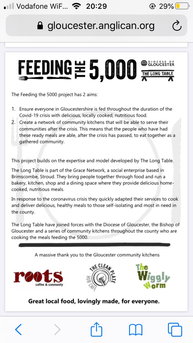 Day 7:  #Feedingthe5000 project by  @GlosDioc and  #TheLongTable. Building a network of community kitchens, cooking and delivering tasty meals across Gloucestershire and, most importantly, feeding those who can’t afford to feed themselves  #Gloucestershire  #lockdowndonation