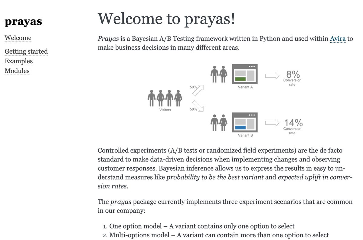 prayas is here! 🥳 Today we open-sourced our Bayesian A/B Testing Framework written in Python. This package powers business decisions in many areas at <a href="/Avira/">Avira</a>.

Code: lnkd.in/dtxjwQK
Website: lnkd.in/d3rjRTu
Preprint: lnkd.in/d5ad3q5