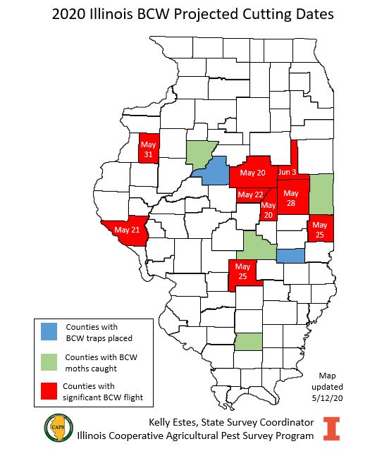 Updated #blackcutworm potential cutting dates in Illinois