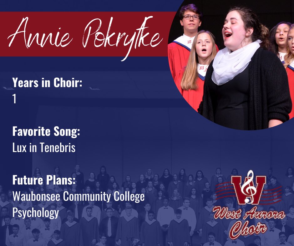 Congrats to seniors Jesse Perez, Samuel Peters, Mackenzie Pierce, and Annie Pokryfke! Thanks for your dedication to WA Choir. #wachoirfam #classof2020