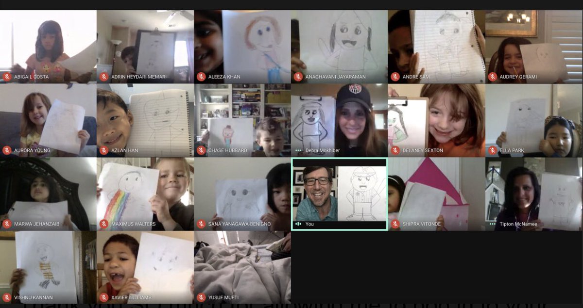 Awesome morning meeting with the one and only Mr. Sprengel!
#SynchronousArtLesson
@NLE_Art #NLE20 
#MysteryGuest