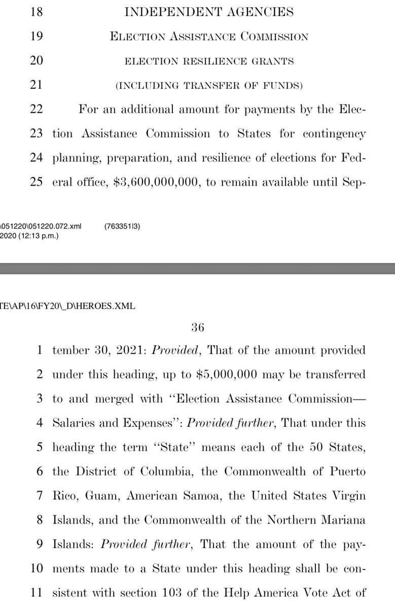 $3,600,000,000 for election shit, including “Election Resilience Grants”. Or as I like to call them, “Making Dead People Vote Democrat” Grants