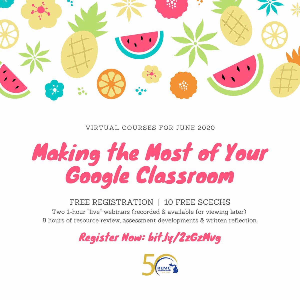 Don’t miss our most popular *free* Virtual Course “Making the Most of Your Google Classroom.” Learn to add &amp; grade assignments, post daily warms up, add parents/guardians &amp; more. 10 free SCECHs. Register now, class starts June 1. bit.ly/2zGzMvg