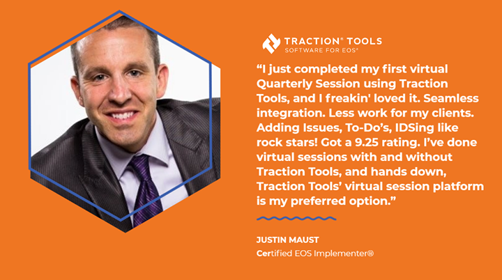 bloomecosystem's tweet photo. Hey EOS® community—are you coming up on quarter-end? Did you know you can run your quarterly planning sessions and more VIRTUALLY through Traction® Tools?
Use promo code VIRTUAL to sign up for a free demo: https://t.co/sLxTlRY5BB
#VirtualSessions #TractionLove #EOSsoftware https://t.co/rKsqzg9cr6