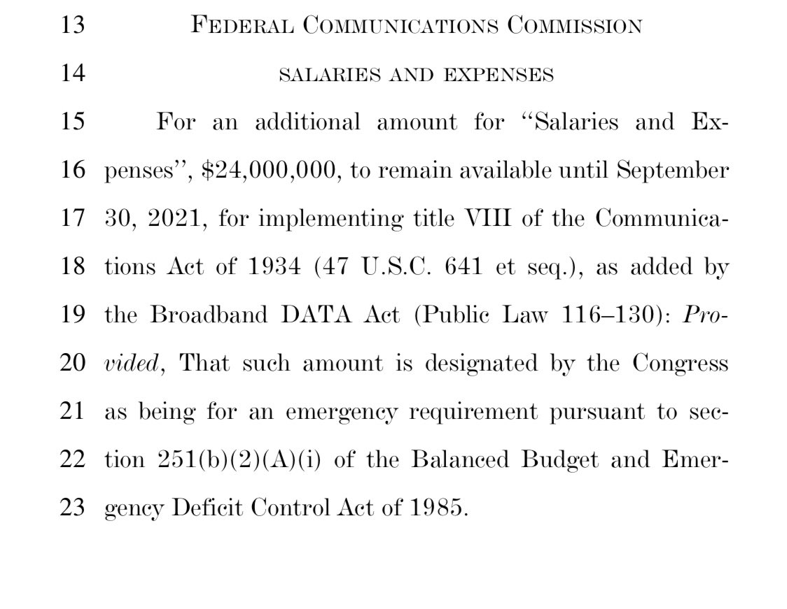 LOL, $24,000,000 for the FCC. FCC employees: 1,688$14,000 per employee. I’m legit calling this the No Bureaucrat Left Behind Act