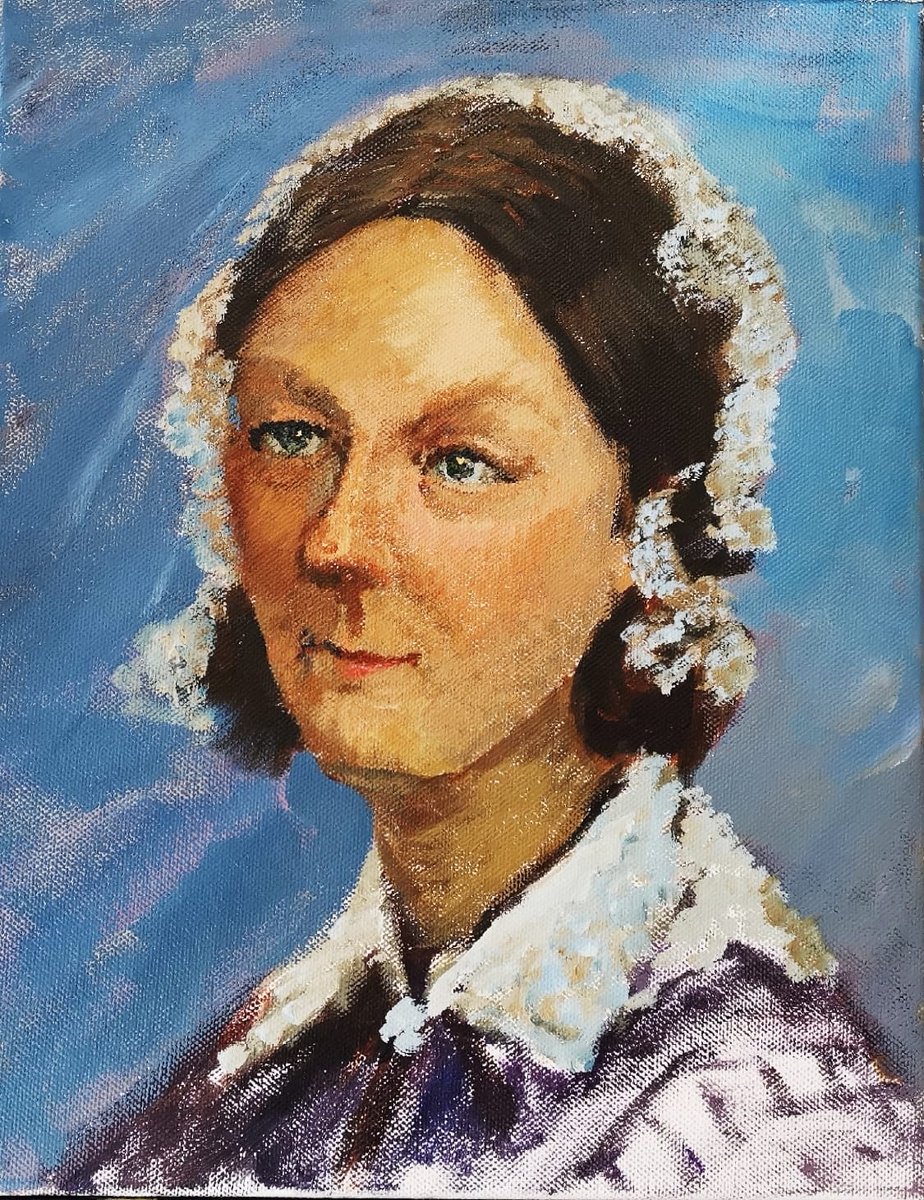Today's painting is Florence Nightingale. It is her 200th birthday &amp; #InternationalNursesDay. Happy birthday #LadyoftheLamp, and thank you all health workers 🪔

youtu.be/6nVdd_bk5Vc

#FlorenceNightingale200 #workingfromhome #lockdown #artistsontwitter #nurses #NursesDay2020