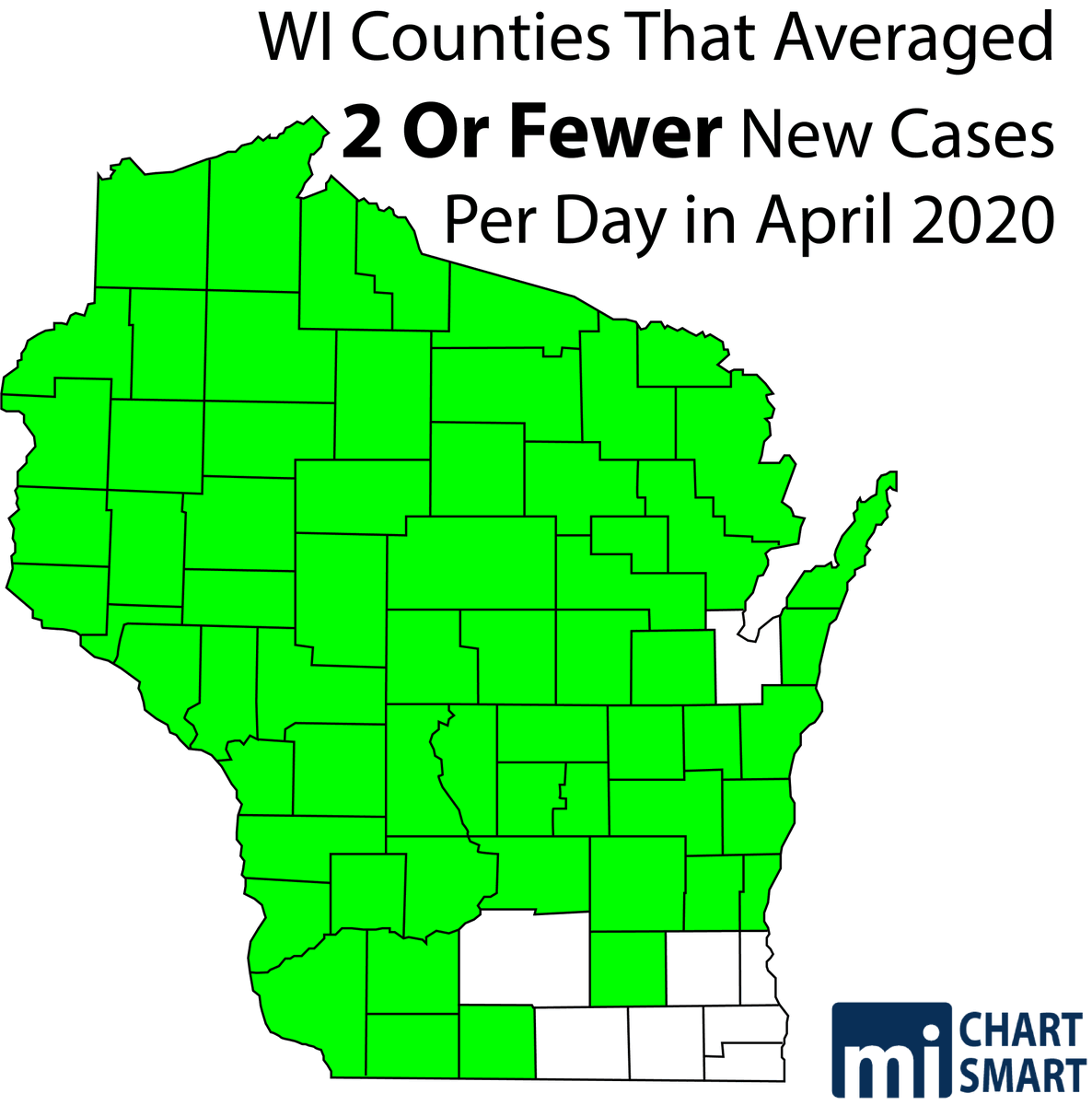 maciverwisc's tweet photo. Only 8 Wisconsin Counties averaged more than 2 new #Coronavirus cases per day in April. @GovEvers opposes a regional approach to #ReopenWisconsin. #WIright https://t.co/bCEalo06ID