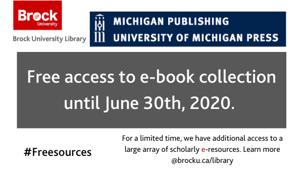 brock_library's tweet photo. Looking for e-books in the humanities and social sciences? Check out the University of Michigan Press e-book collection! #freesources https://t.co/zijaMGXrY5