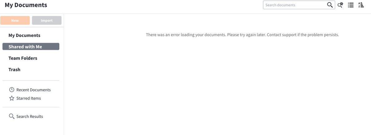 SanathKumarBS's tweet photo. @Lucidchart_Help @VoltexSolutions @lucidchart @Jinfash I'm having issues too. The live status page says everything is operational, but, it isn't. 

Issues:
1. Intermittent 503 errors
2. If 503 resolves, I get this error. https://t.co/uPbuo5qdSf