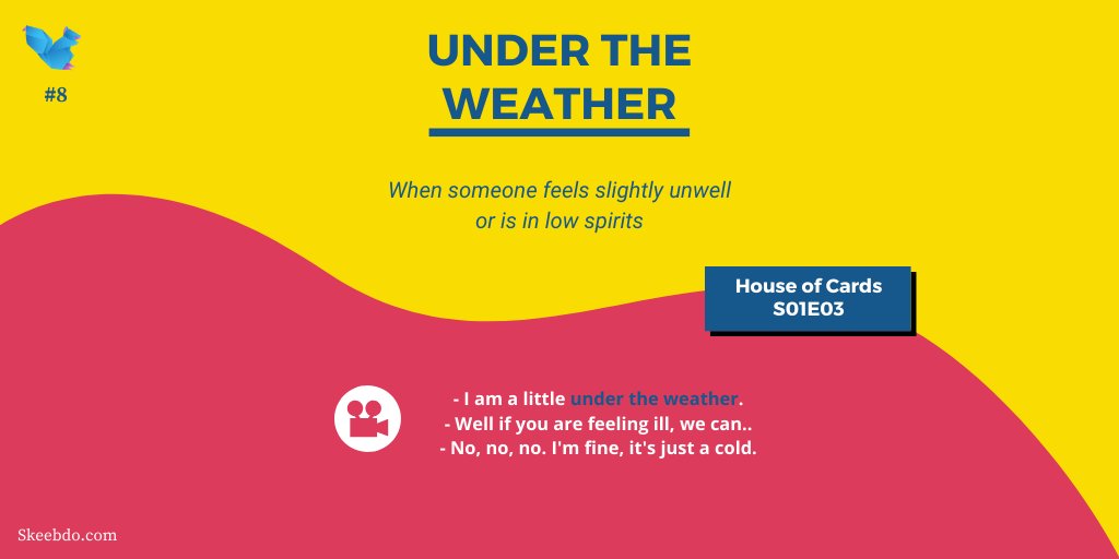 skeebdo's tweet photo. We all definitely had a difficult past 2-3 months.  If you felt under the weather, we hope it was not due to the coronavirus! 😷
#Skeebdo #englishvocabulary #coronavirus #learnEnglishwithmovies #learnwithSkeebdo #learnenglish #idioms #COVID19 #easyenglish #undertheweather https://t.co/9i64vp8Z8B