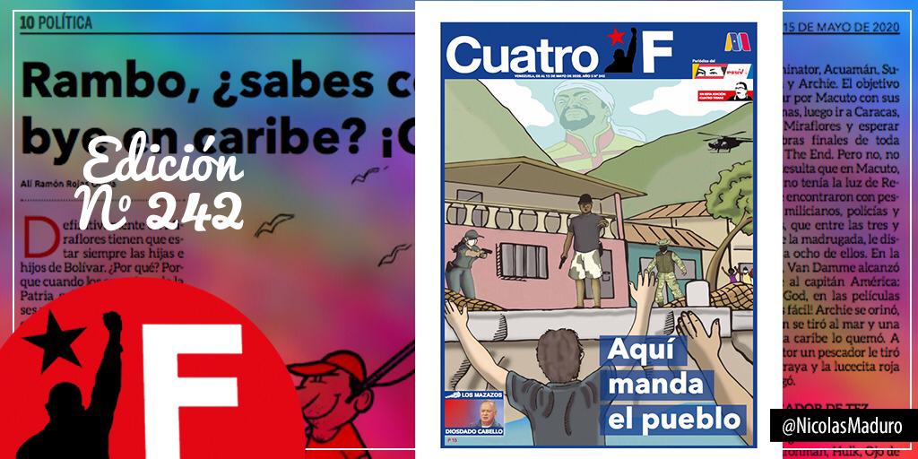 Toda la fuerza patriótica y cimarrona de nuestro pueblo está reseñada en la edición N° 242 del periódico @CuatroFWeb. Esa es la valentía y la Furia Bolivariana de Venezuela. ¡Aquí quién manda es el pueblo! ==> bit.ly/2TbON1Z