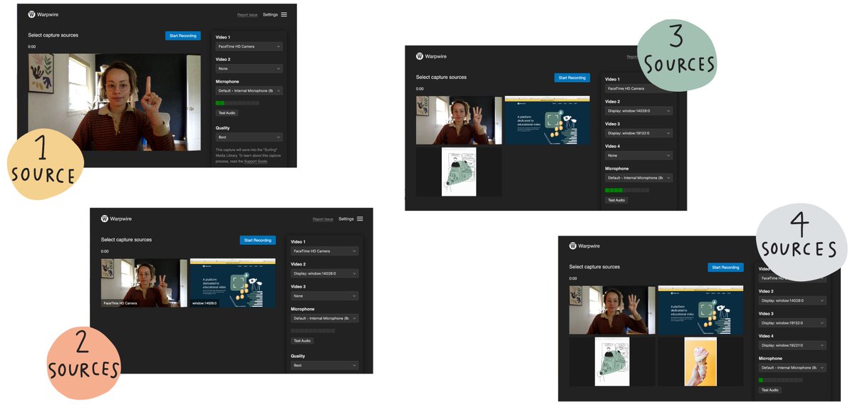 warpwire's tweet photo. The Warpwire Team is thrilled to share the latest iteration of our in-browser capture tools. Now, Warpwire users can record from up to four different video sources at one time! https://t.co/Ht4yiiQ4Dn https://t.co/VNXqEYmofI