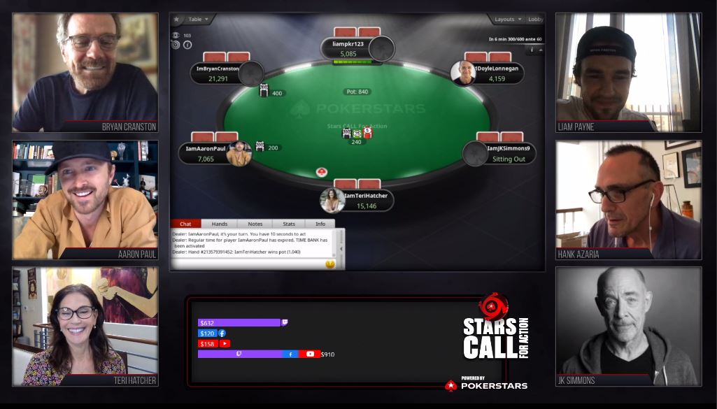 GraylingUK's tweet photo. What a line up! Great work by the team for @pokerstars, who hosted a star-studded virtual poker tournament for charity. Players included @AaronPaul_8 and @LiamPayne, along with @WayneBridge who won $50,000 for @LittleRooFund! #pokeronline #StarsRaising https://t.co/NbZpbR2W44