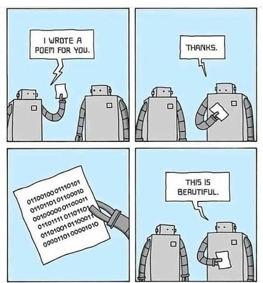 feelfree009's tweet photo. Binary poem 🤔✌💻
#StayHome #lockdown #COVID19 #100DaysOfCode #programming #coder #frontend #backend #HTML #CSS #javascript #jQuery #WordPress #uiux #Webdesign #webdevelopment #softwaredevelopment #Fiverr #fiverrgigs #freelancer #psd2html #bugfixing #jobsearch #fiverrseller https://t.co/F3MrUbFf27