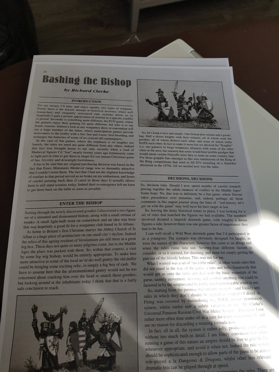 banged_out's tweet photo. @TooFatLardies digging around for idea for a fun feudal skirmish rules found these from a scan of an equally old copy of wargames illustrated! #bashthebishop https://t.co/KCHcH8WuZY