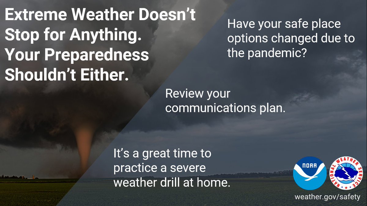 NWSKansasCity's tweet photo. Daily routines have changed. Given these changes, develop a plan before severe weather threatens your area. Now is a good time to ensure you are #WeatherReady https://t.co/kV2cBYLbFb